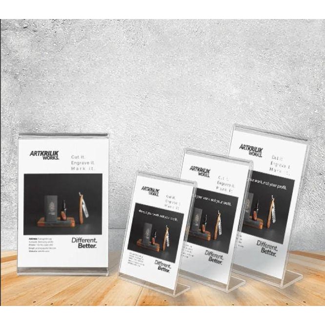 

TERLARIS TEMPAT BROSUR / TENT ER / TENT CARD AKRILIK DISPLAY A4 L READY STOCK