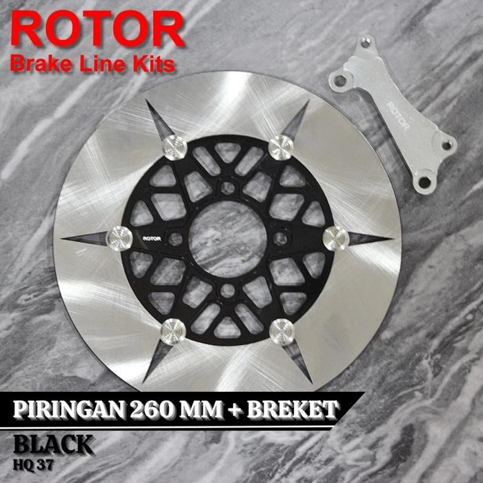 (TERLARIS) Disc 260mm - Piringan Cakram Depan ROTOR Model Bintang Ukuran 260 + Breket Beat Scoopy
