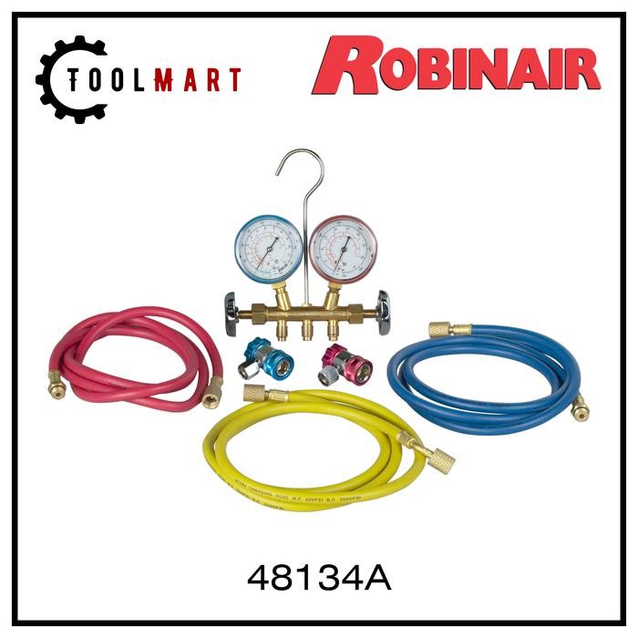 R134a Brass Manifold, Hose Set and Service Coupler Robinair 48134A