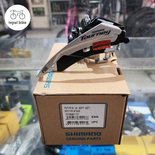 FD Shimano Tourney TY510 3 x 6/7 Speed Top Swing Dual Pull Tarikan Atas Bawah Front Derailleur 48T
