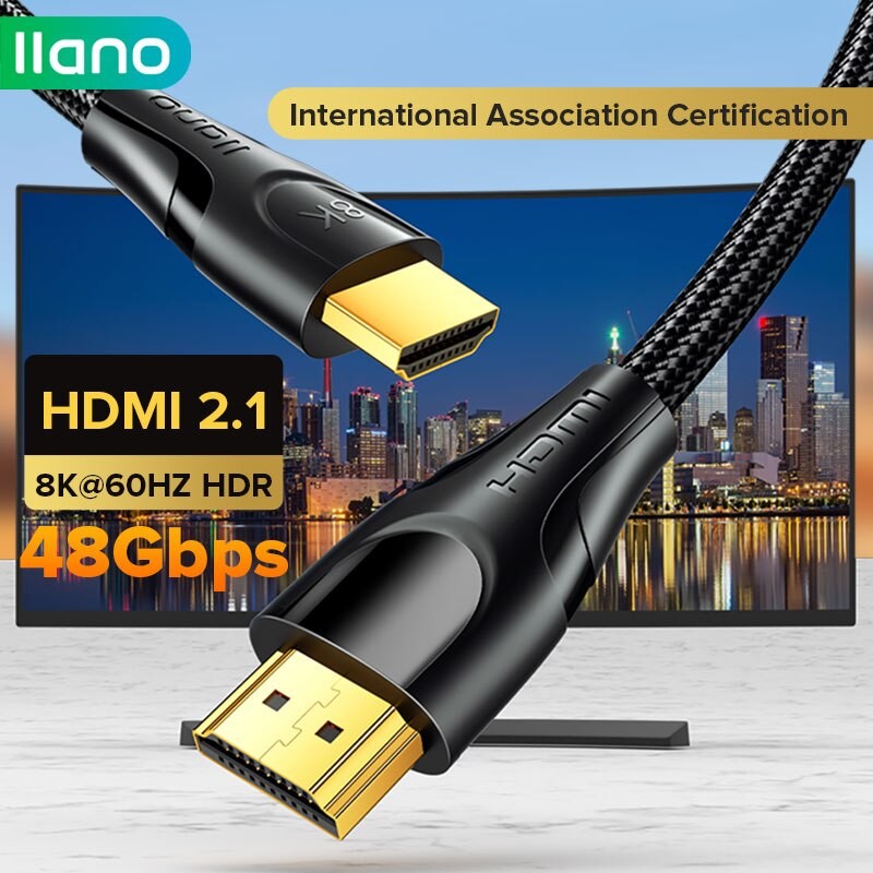 Terlaris, Llano Hdmi Cable 8K 2.1 3D Braided Cable HDMI to Hdmi Cable