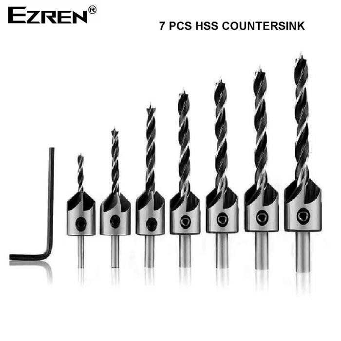 Dewalt Festool - Ez-0142 Mata Bor Kayu Countersink Woodworking Champer (7 Pc)