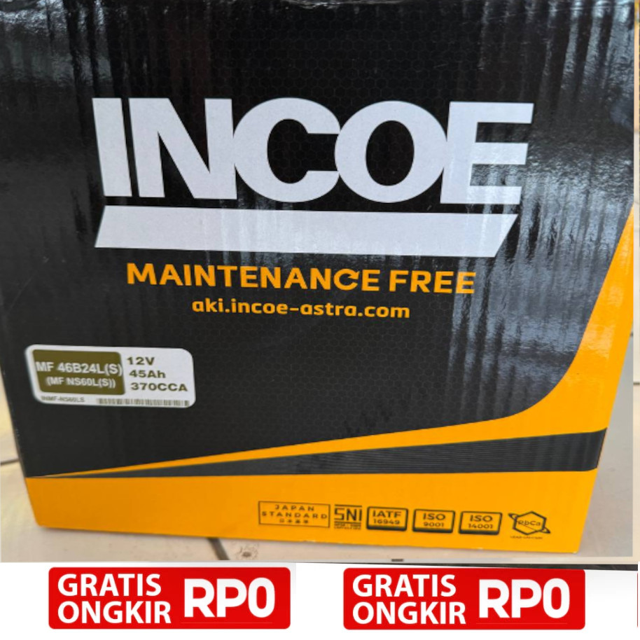 Aki Kering Incoe NS60L(S) / 46B 24L(S) Incoe MF Original Asli 100%