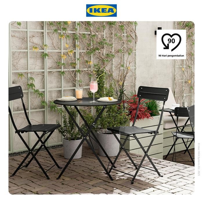 NEW IKEA SUNDS Meja Bulat Luar Ruangan Antrasit 65cm