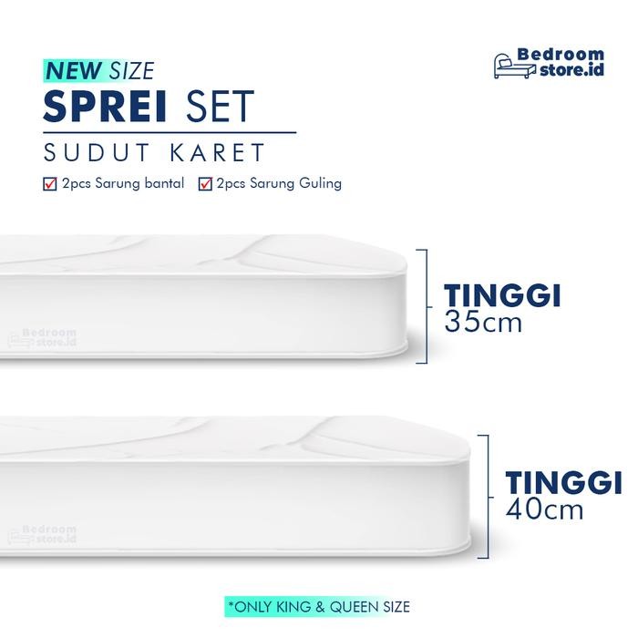 Tinggi 35cm - Sprei Aesthetic 160x200/180x200/200x200 Anti Geser