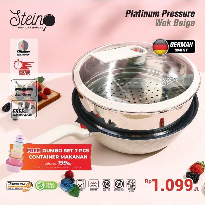 Stein Cookware Platinum Pressure Wok 32 Cm / Stein Panci Presto