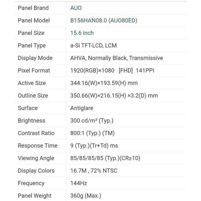 LED LCD LAPTOP ASUS ROG STRIX HERO 2 GL504GM FULL HD IPS 144HZ