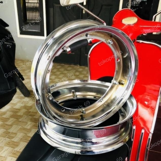 Velg Velk Pelek Roda Vespa R8 Ring 8 Chrome R10 Ring 10 Full Chrome