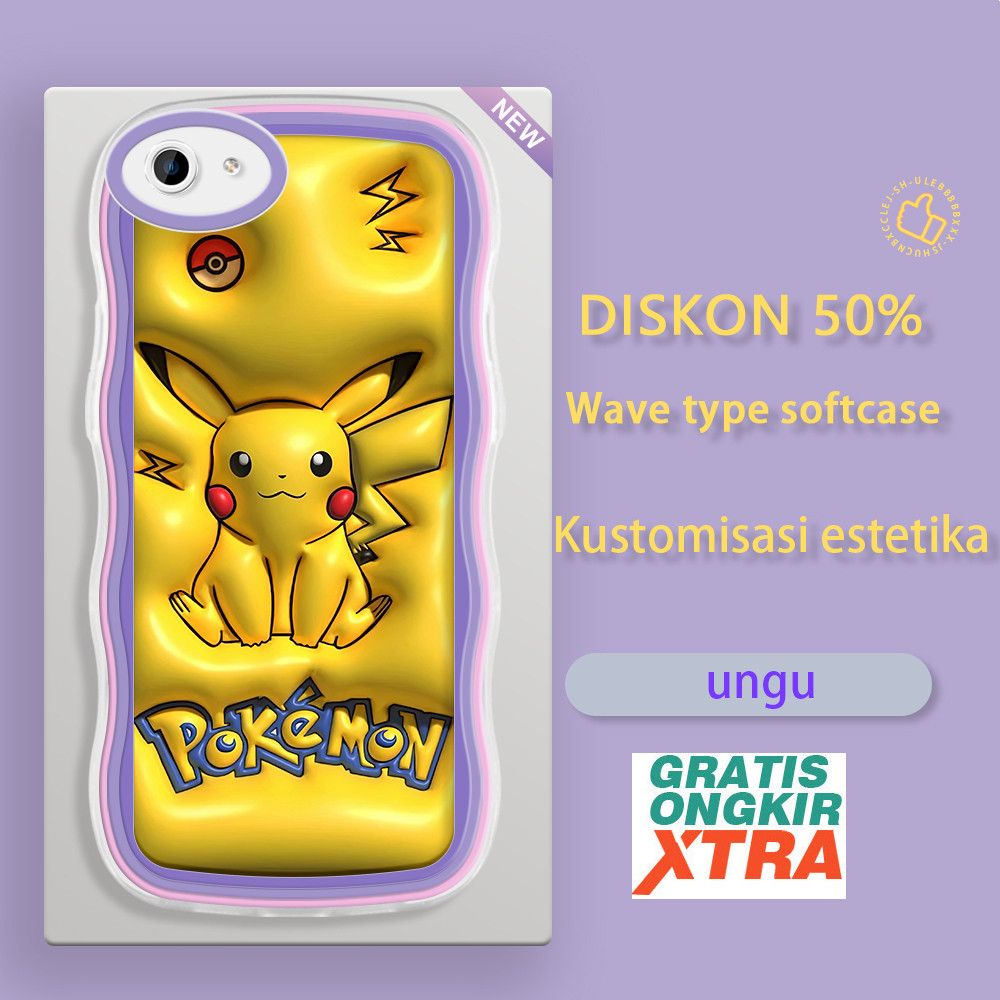 Casing HP OPPO F1S F3 F5 PLUS F7 YOUTH F9 F11 PRO lite A3 A7X A59 A59S  Pola Pikachu 3D  Soft Case N