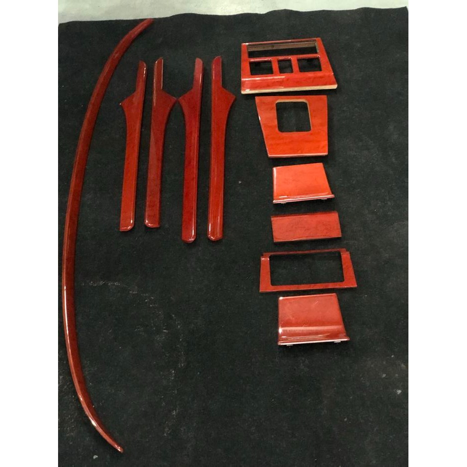 Wood Panel set Mobil Mercedes W202 - OEM Lorinser - wrn merah