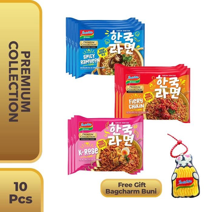 

10 Pcs - Indomie Korean Series Mix Flavour Free Gift Bagcharm Buni