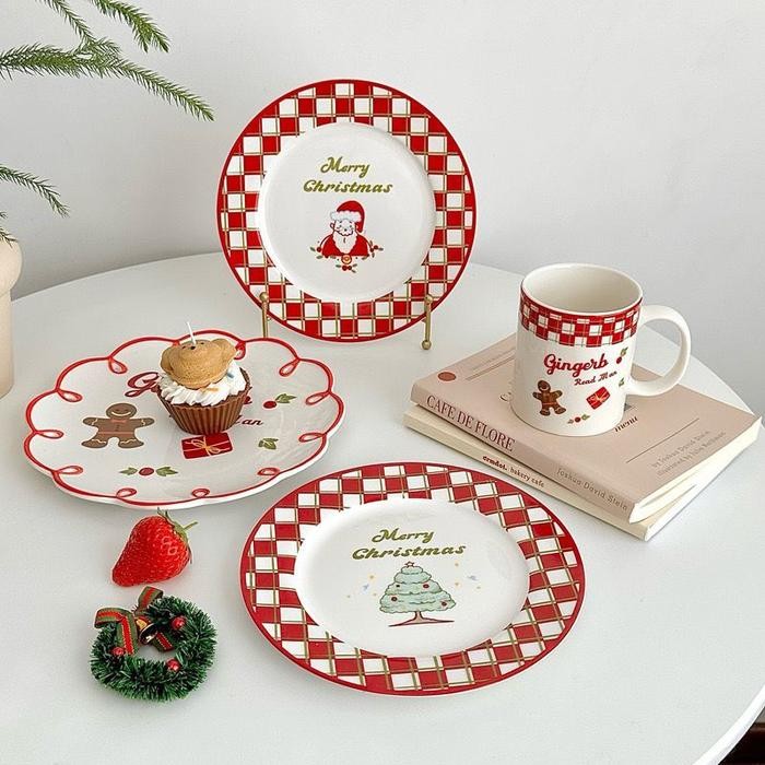 Dessert Plate Christmas Hampers Piring Natal Dessert Keramik / Piring Gift Natal Hampers Natal /