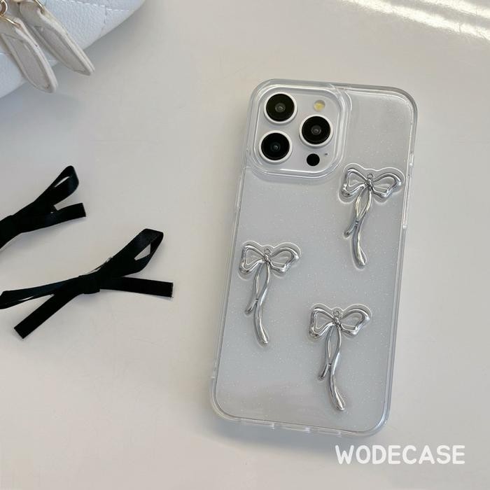 Bow Glitter Case untuk Iphone 11-15 Pro Max *
