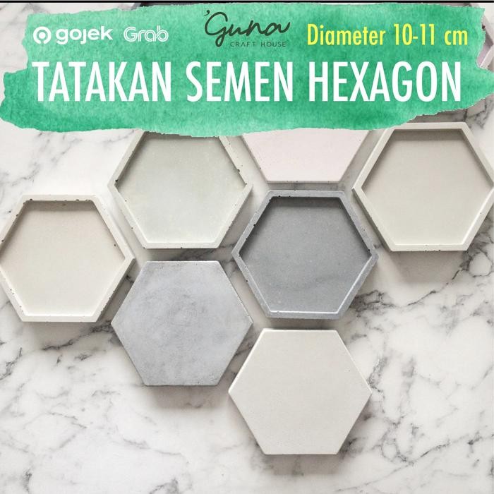 Tatakan Semen Hexagon Segi Enam - Tatakan Pot Semen 10 cm - Coaster *
