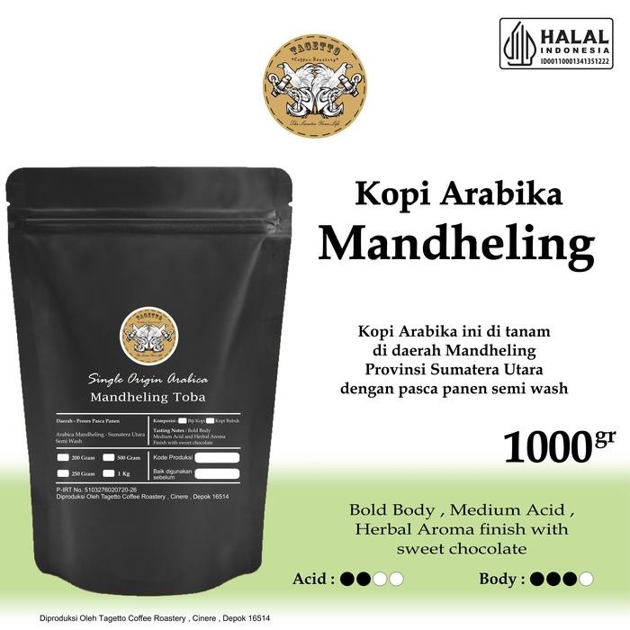 

Semekar Roastery - Biji Kopi Arabika Mandheling 1Kg Specialty Arabica Bean Ground Bubuk 1 Kg Tagetto