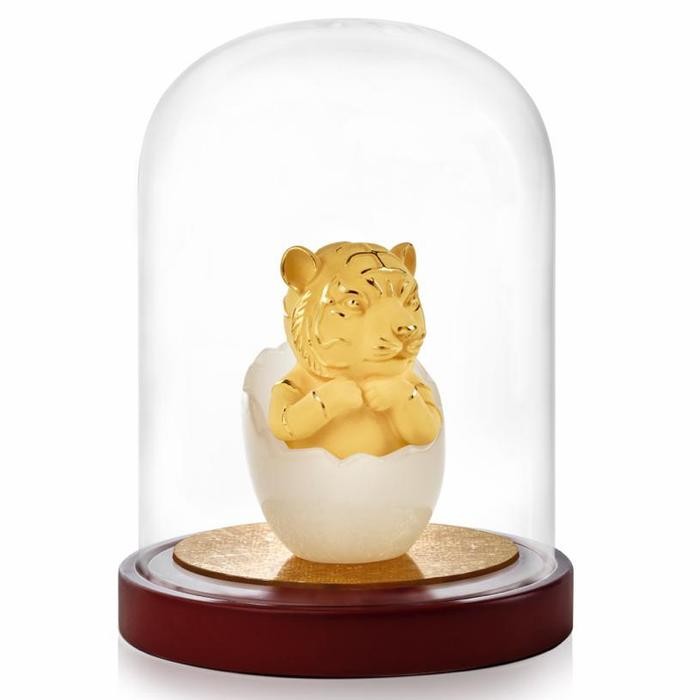 Ready Stok BAI Gift, Patung Pajangan Lapis Emas 24K Patung Shio Harimau / Macan