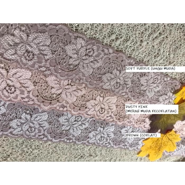 RENDA DK-6 UNGU MUDA, PINK, COKLAT MUDA Lebar: 5cm