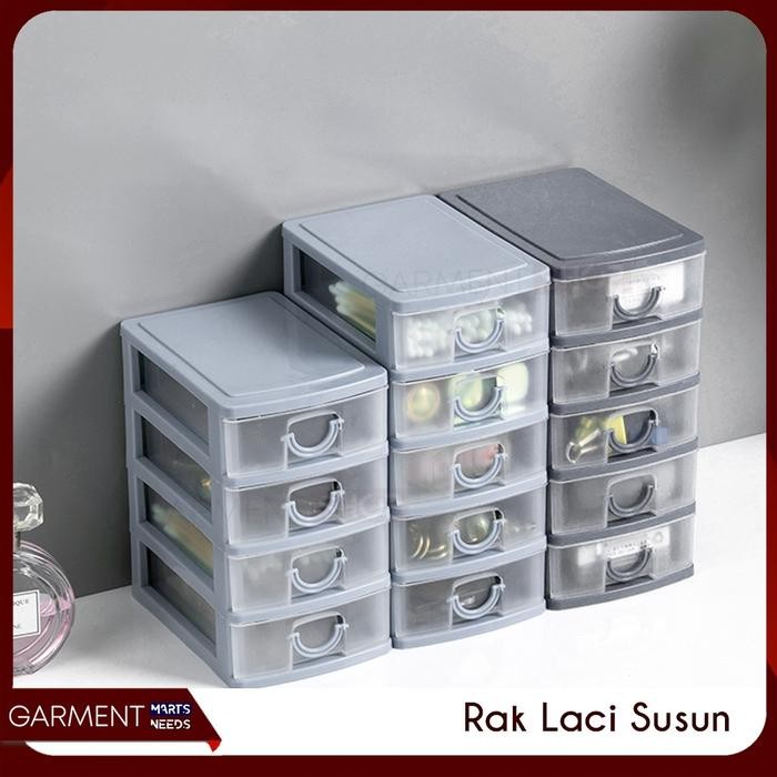 Laci Plastik 4 5 Susun Rak Meja Kosmetik Tempat Stationery Organizer Penyimpanan Laci Mini Tarik