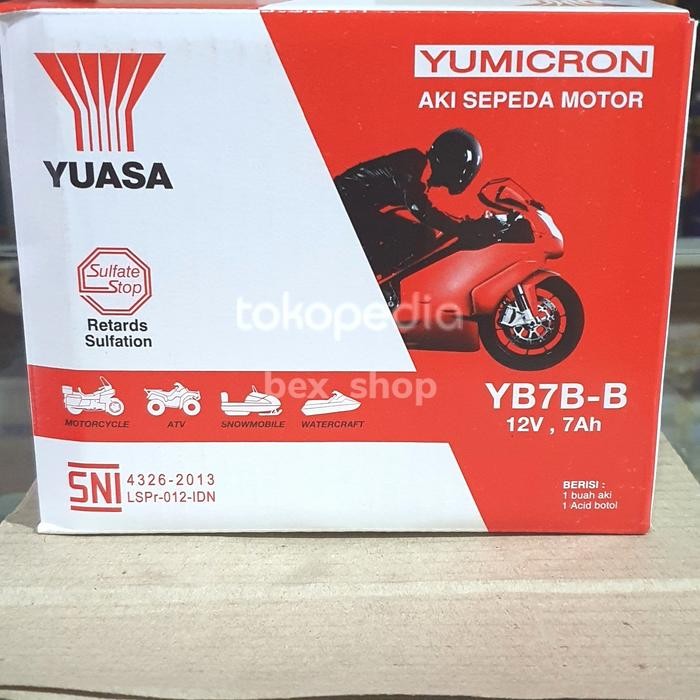 Langsung Kirim  Accu Yuasa YB7BB/YB7B-B scorpio tiger