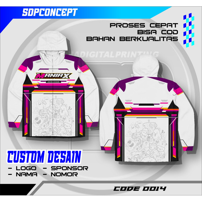 Jersey jaket  Custom Desain Sendiri - Jersey Racing, Sepak Bola, Mancing, Gowes, Komunitas - Bahan D