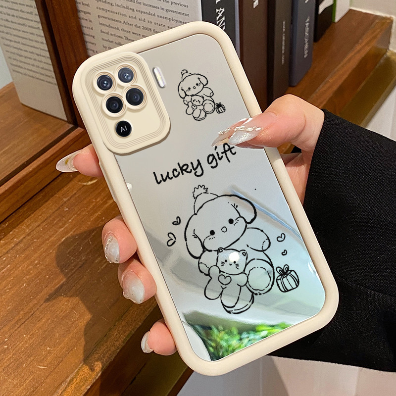 Casing Hp Untuk OPPO A94 F19 Pro Reno 5F Reno 5 Lite Case lucky gift Kasing Kasing Cermin Cesing kre