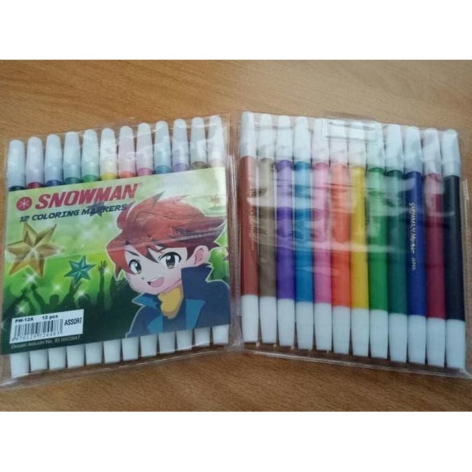 

Spidol Kecil Snowman Marker 12 Warna - Sign Pen