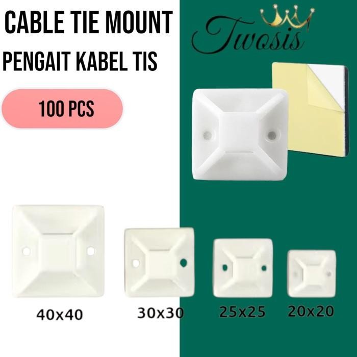 

Tie Mount 30x30 Cabel Tie Mount Klem Kabel Tempel Dinding 3M Klip Kabel Self Adhesive Cabel Pengikat