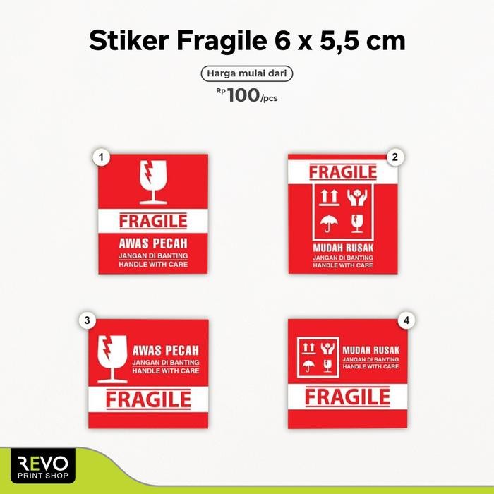 

STICKER FRAGILE MERAH 6 X 5,5 CM