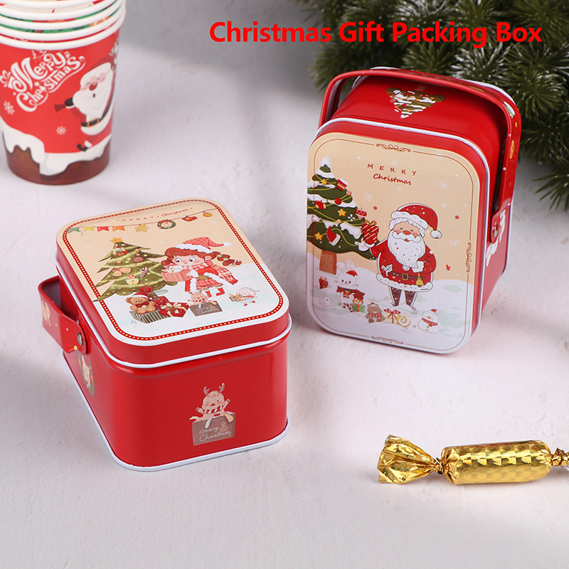 Christmas Cookie Gift Storage Jar Sugar Case Christmas Gift Packing Box Card Tin Box Tins Cake Decor