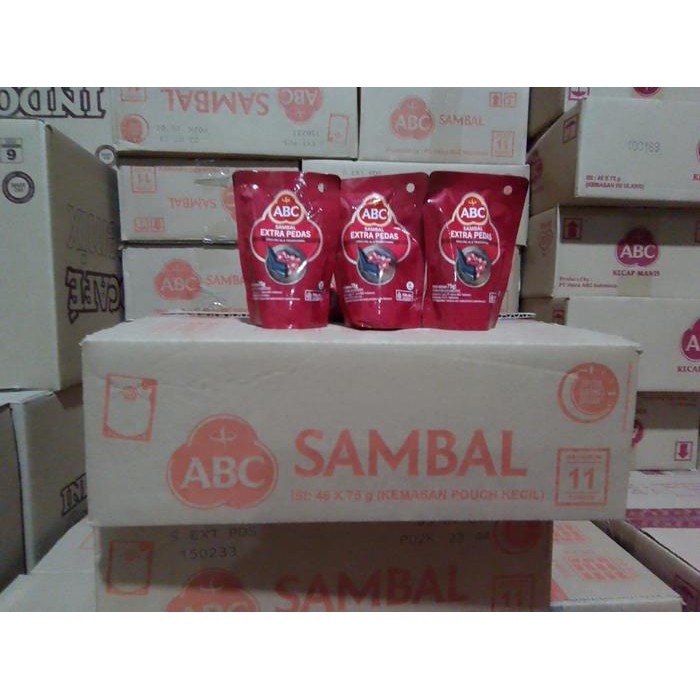 

Sambal ABC Extra Pedas 65 gram / 3.000 an 1 dus isi 48 pcs Saus Saos Sauce