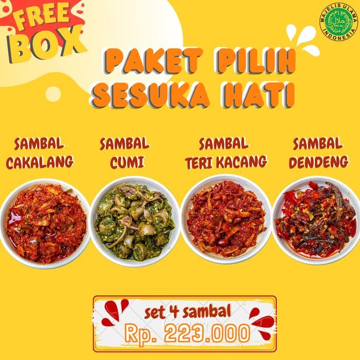 

Paket set 4 varian Sambal Pilih Sesuka Hati