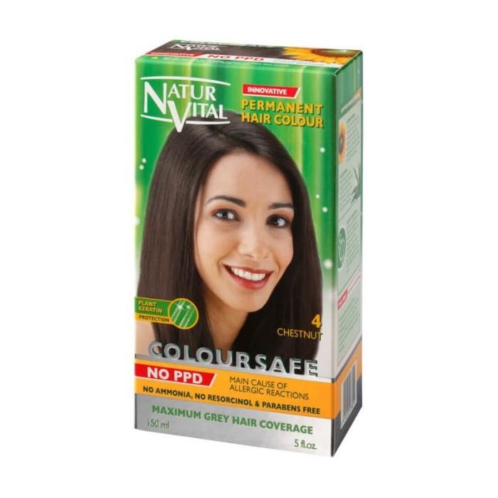 Terbaru Naturvital Natur Vital Coloursafe Permanent Hair Dye Chestnut 4 // Sg Ready