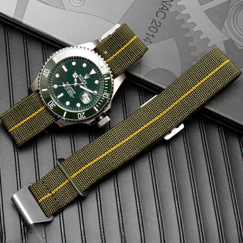 IMPORT FOR TUDOR IWC CANVAS NYLON PARACHUTE STRAP QICHENG BIWAN LITTLE RED FLOWER SMALL BLACK BRONZE