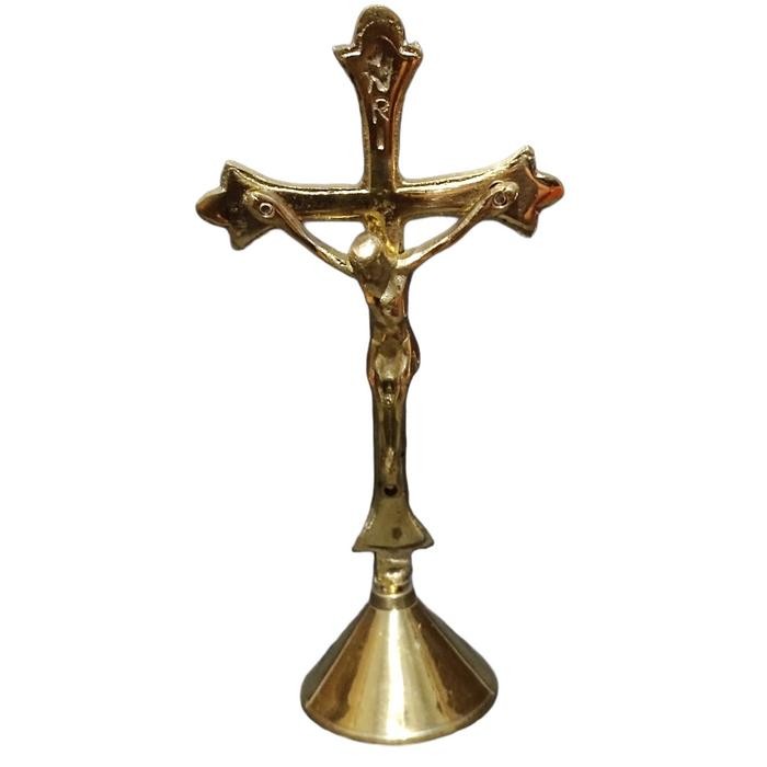 salib duduk kuningan patung salib kuningan *