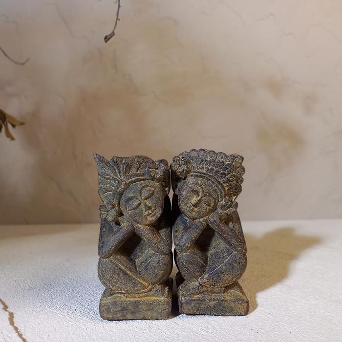 Kado Pernikahan Patung Pasangan Bali Batu Antik *