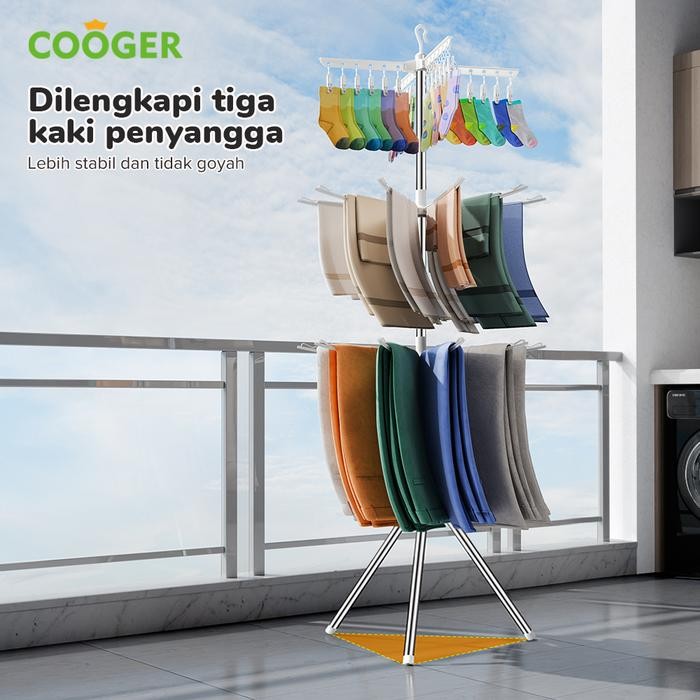 Khusus Grab! Cooger Rak Jemuran 3 Susun Rak Jemuran Pakaian Bayi Rak Jemuran Bayi Rak Jemuran Kaos
