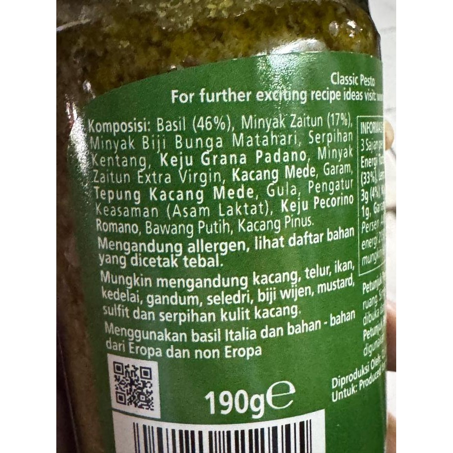 

Filippo Berio Pesto Sauce Classic / Sun Dried Tomato / Hot Chilli Pesto 190 Gram