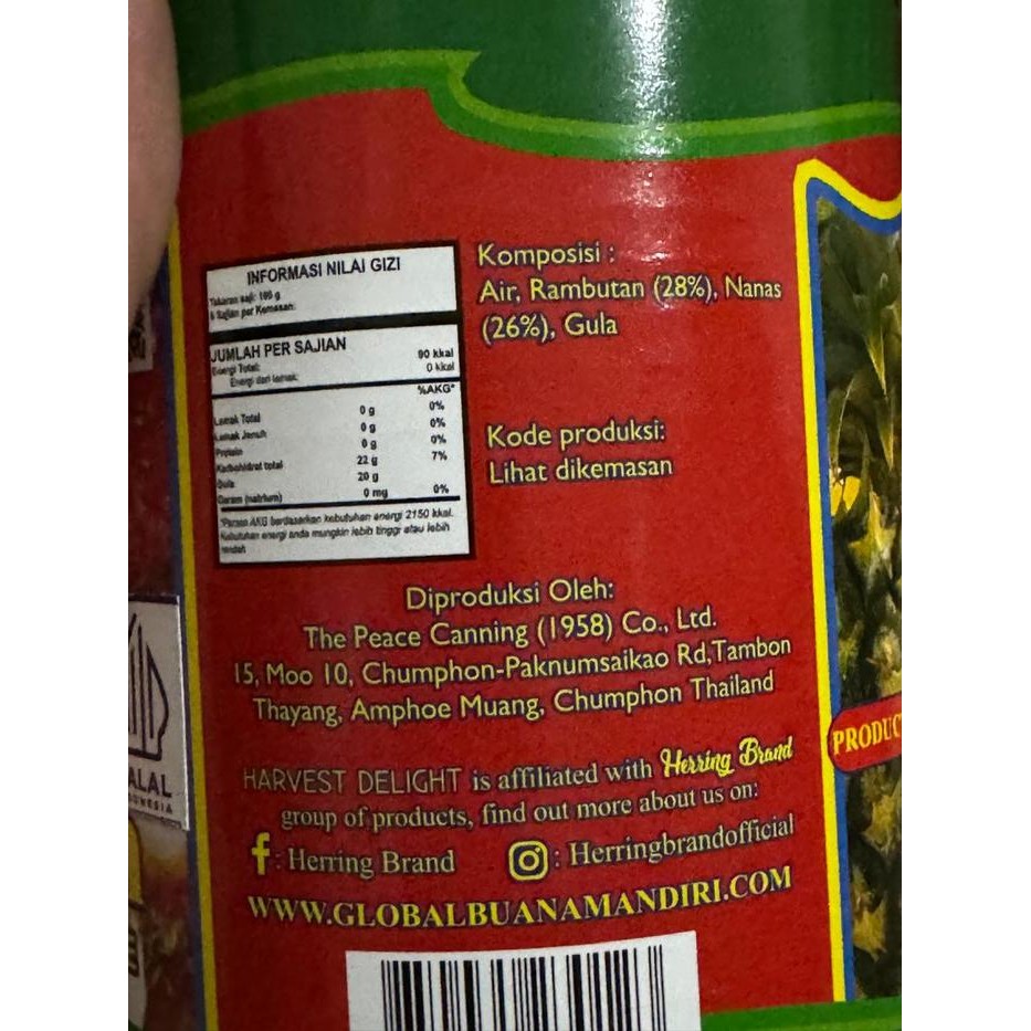 

Harvest Delight Rambutan With Pineapple Isi Nanas 565 Gram