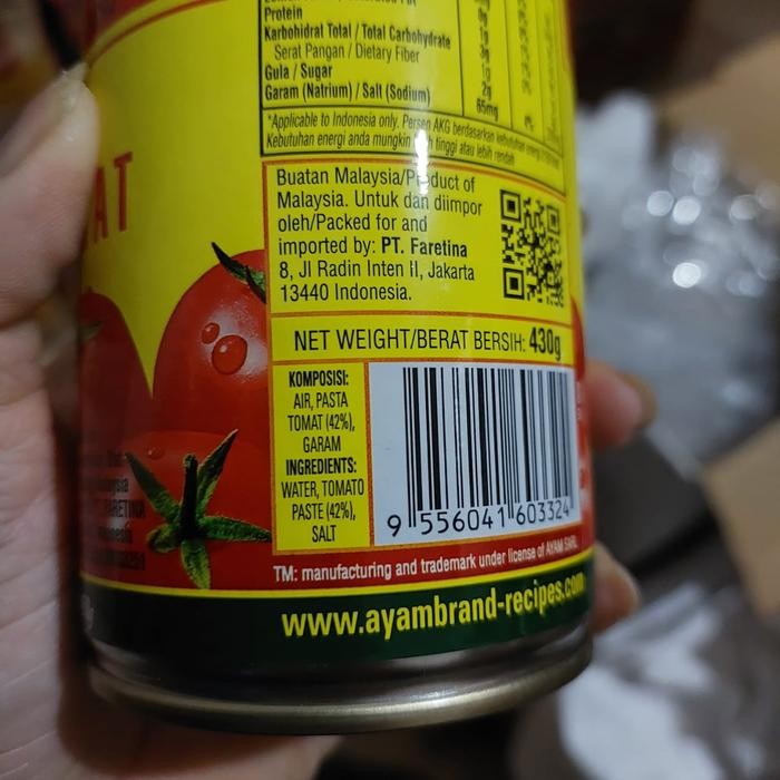 

Ayam Brand Pure Tomat / Purre Tomato 430 Gram