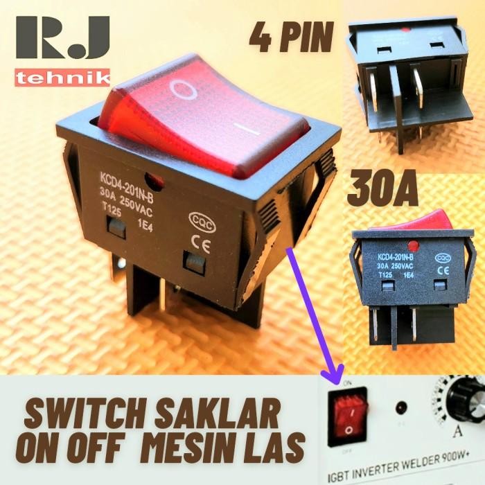Switch Saklar Mesin Las Las Mma Inverter On Off 4 Pin Kaki 30A Merah Travo Las 30 A