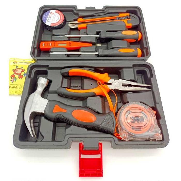 Ingco Power - Alat Set Perkakas Tang Palu Obeng Cutter Meteran 8 In 1
