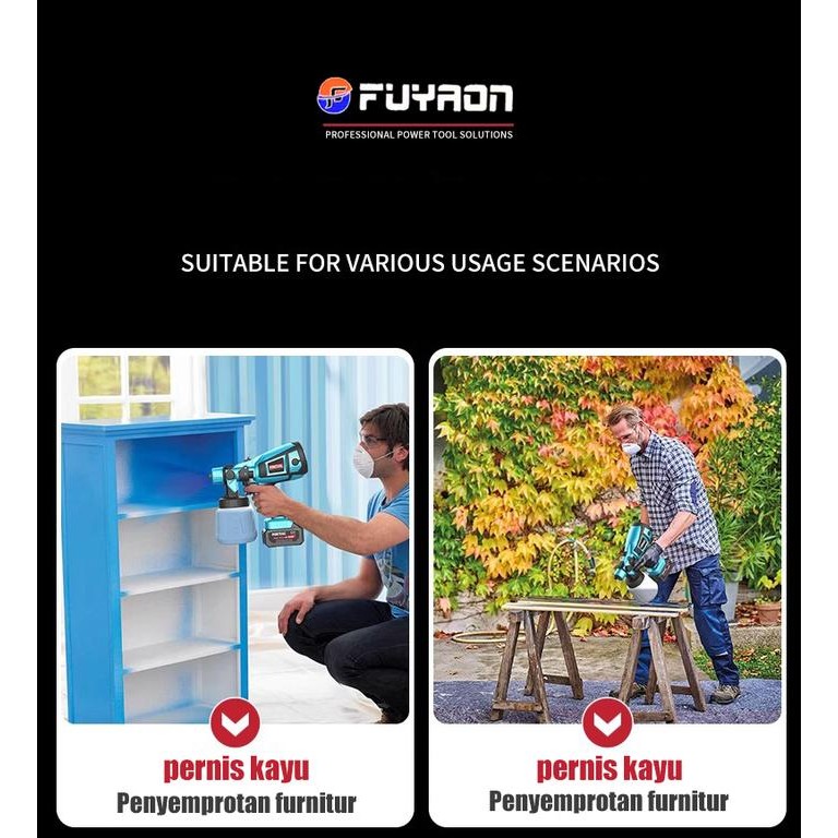 FUYAON alat cat semprot listrik mesin cat semprot listrik 1000ml high power pistol sprayer cat 750w
