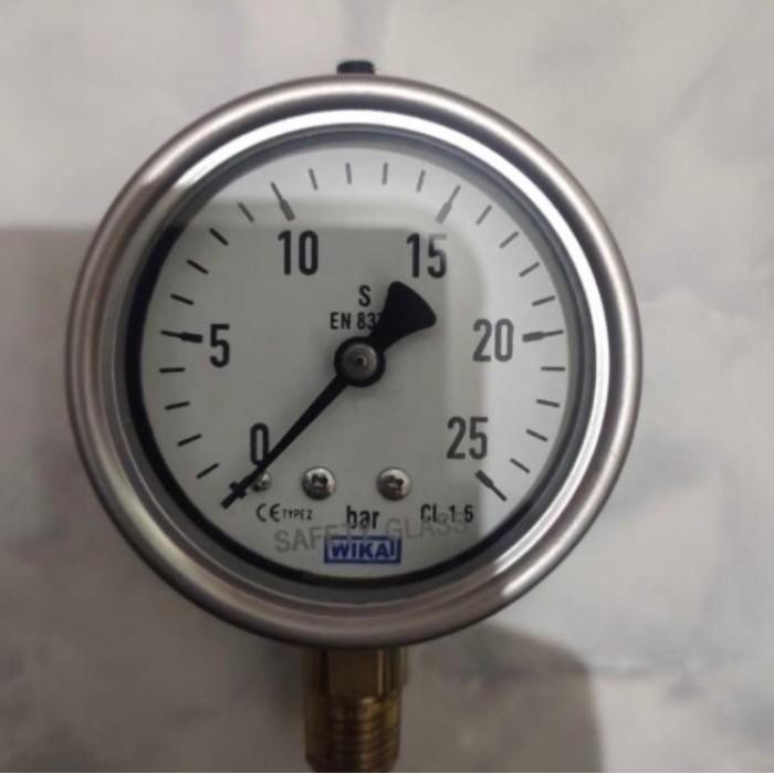 Pressure Gauge Wika 2,5" Inch 0-25 Bar Drat 1/4" Npt Ss Model Raket