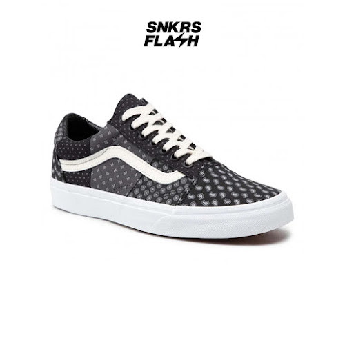 VANS OLD SKOOL TIE PRINT PATCHWORK BLACK TRUE W Sepatu Sneakers Unisex - VN0A3WKT9XJ - Size 42.5
