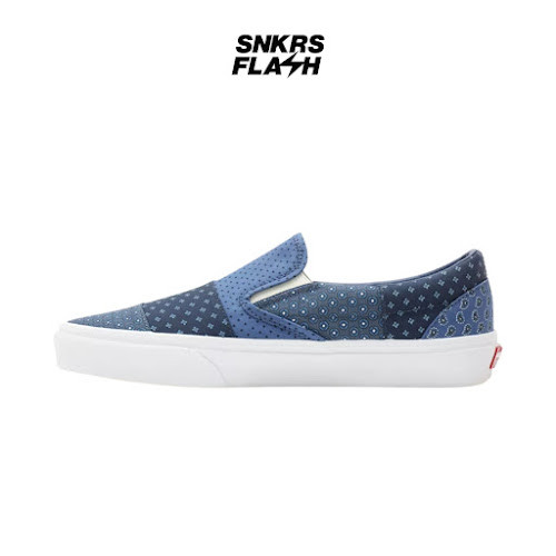 VANS CLASSIC SLIP-ON TIE PRINT PATCHWORK TRUE NAVY Sepatu Sneakers Unisex - VN0A33TB9HY - Size 39