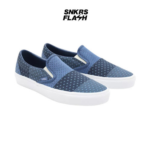 VANS CLASSIC SLIP-ON TIE PRINT PATCHWORK TRUE NAVY Sepatu Sneakers Unisex - VN0A33TB9HY - Size 39