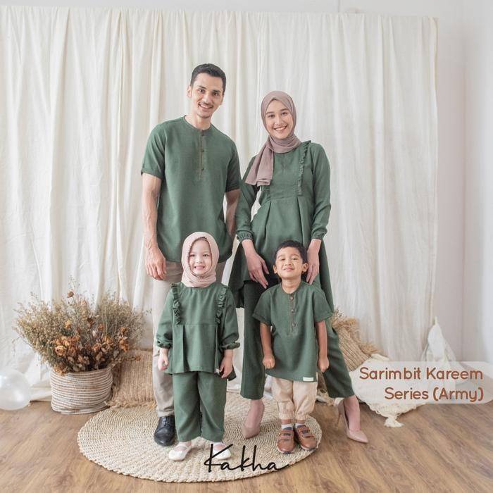 QD43 Kakha - Sarimbit Keluarga Kareem (Army) / Baju Couple Keluarga Muslim