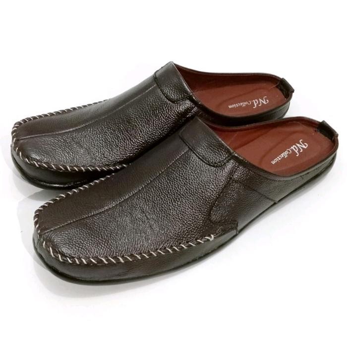 Sepatu sandal selop bustong pria UKURAN JUMBO 44 45 46 bhan kulit sapi
