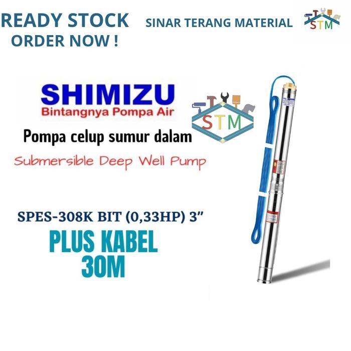 Submersible Pump Shimizu 0,33Hp 3" Spes-308K Bit + Kabel/Pompa Satelit