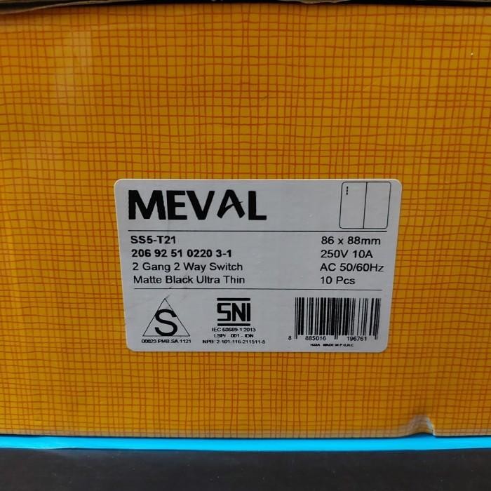 Saklar 2Gang 2Way Meval Black Thin